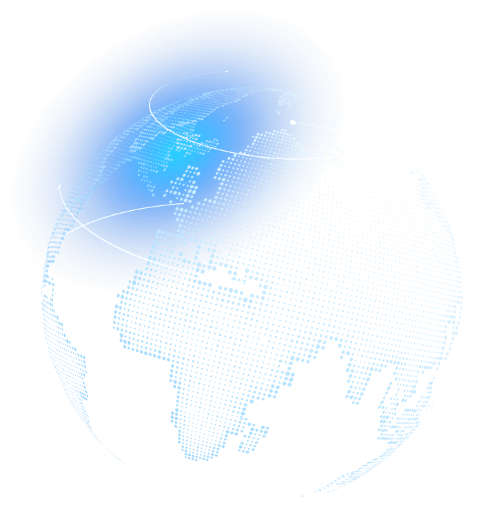 Globe with a blue hotspot, representing significant activity or key areas of service in our global operations.