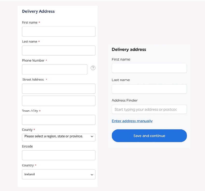 Optimised checkout flow with Eircode