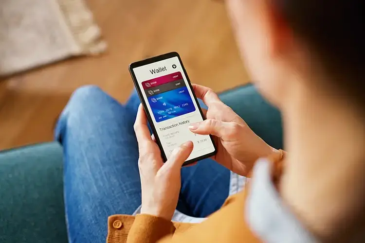 Person looking at their digital wallet information