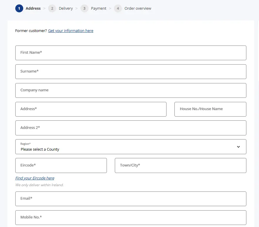 Example of a long and cumbersome checkout form