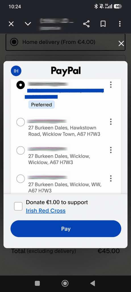 PayPal digital wallet address variations